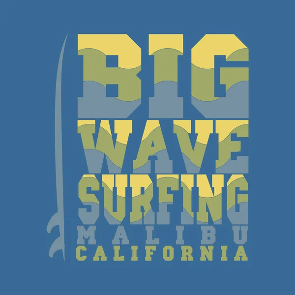 Серфинг Malibu, California surfing T-shirt, T-shirt inscription — стоковый вектор