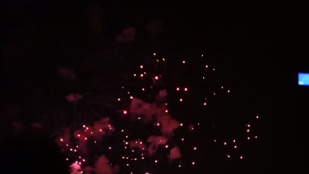 Coloridos Fuegos Artificiales Noche Vacaciones 1080P — Vídeos de Stock