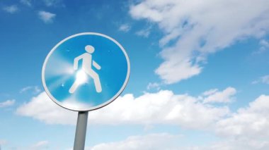Yön işareti yaya geçidi hızlı hareket uzakta