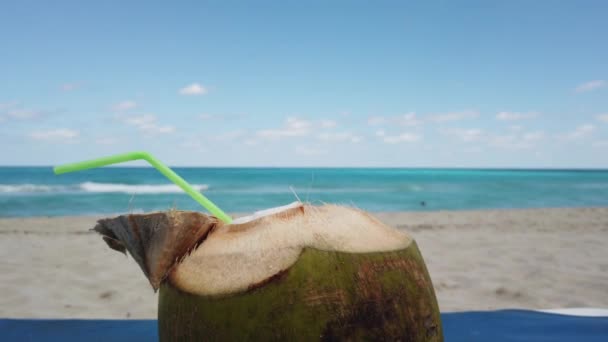 Noix Coco Sur Plage Sable Varadero Cuba — Video
