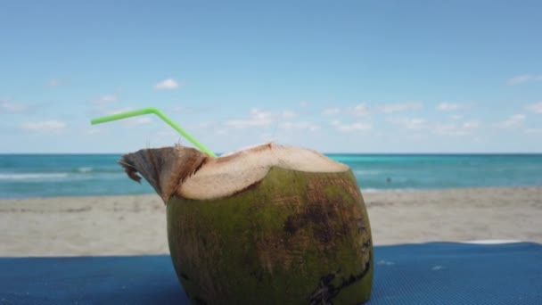 Noix Coco Sur Plage Sable Varadero Cuba — Video