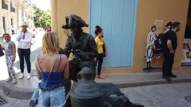 Havana Cuba Avril 2019 Statue Vivante Sur Une Place Ville — Video