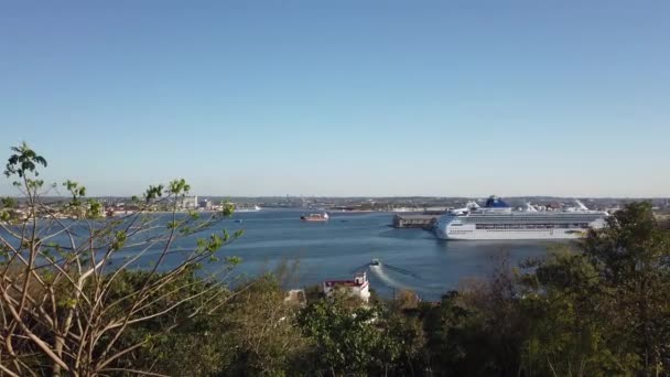 Карибское Море Малеконская Набережная Вид Воздуха Город Habana Столицу Кубы — стоковое видео