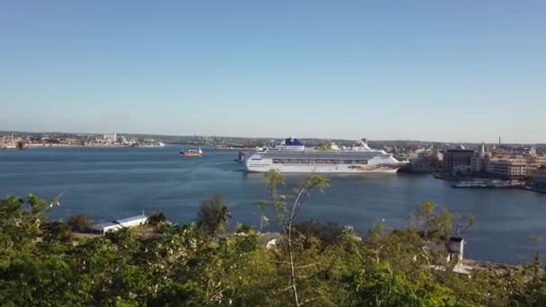Morze Karaibskie Promenada Malecon Widok Lotu Ptaka Panoramę Habana Kubańską — Wideo stockowe