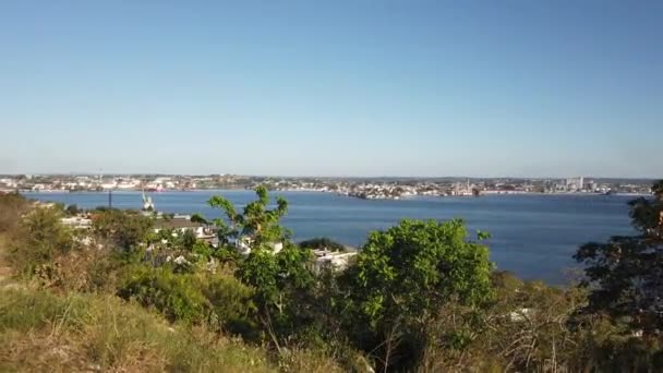 Mar Das Caraíbas Passeio Malecon Vista Aérea Habana Skyline Capital — Vídeo de Stock