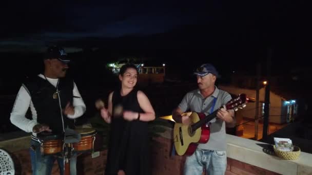 Тринідад Куба Квітень 2019 Кубинські Музиканти Виступають Ресторані Або Кафе — стокове відео