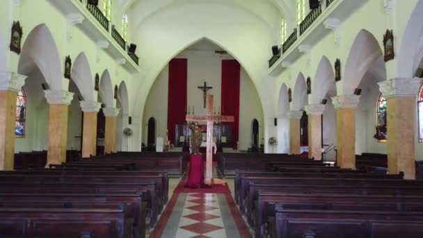 Panorama Katolsk Kyrka Kuba — Stockvideo