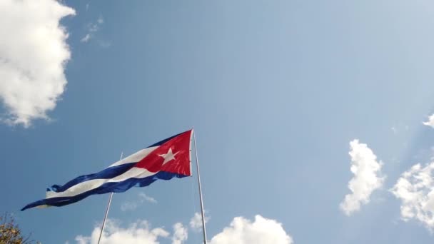 Una Bandera Cubana Ondeando Viento — Vídeos de Stock