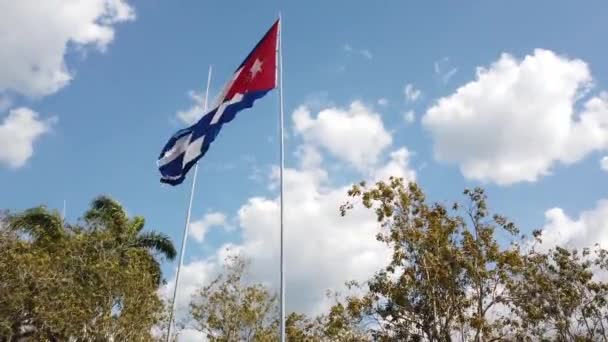 Uma Bandeira Cubana Acenando Vento — Vídeo de Stock