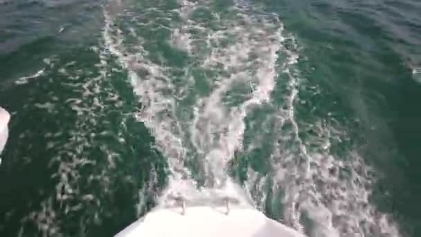 Utsikt Över Motorbåten Och Havet Kameran Flytande Båt Vågor Båtens — Stockvideo