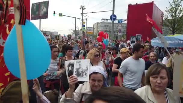 Rosja Moskwa Maja 2019 Procession Immortal Regiment Inicjatywa Cywilna Podtrzymywania — Wideo stockowe