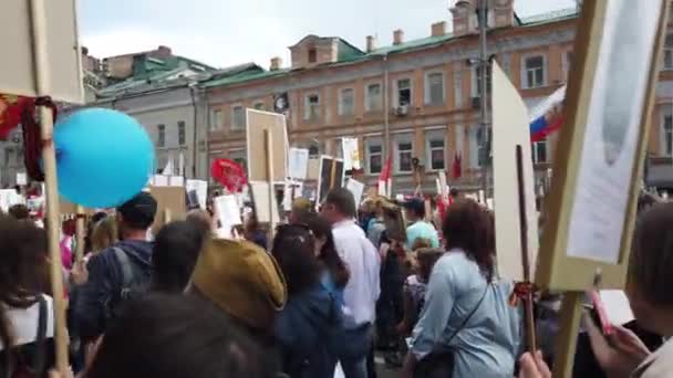 Russia Moscow May 2019 Procession Immortal Regiment Sivilt Initiativ Videreføre – stockvideo