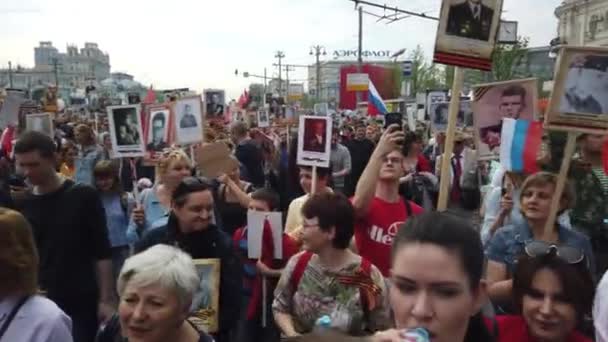 Rusya Moskova Mayıs 2019 Atkın Ölümsüz Alayı Büyük Vatanseverlik Savaşı — Stok video