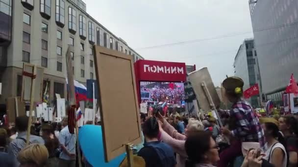 Russland Moskau Mai 2019 Prozession Unsterbliches Regiment Eine Bürgerinitiative Die — Stockvideo