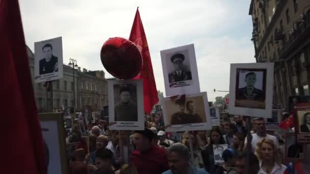 Rosja Moskwa Maja 2019 Procession Immortal Regiment Inicjatywa Cywilna Podtrzymywania — Wideo stockowe