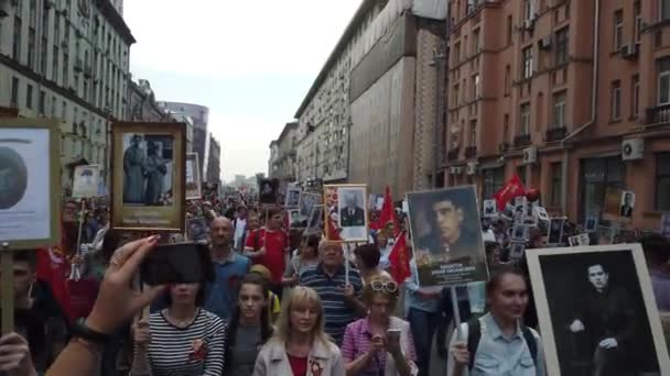 Ryssland Moskva Maj 2019 Procession Immortal Regiment Ett Civilt Initiativ — Stockvideo