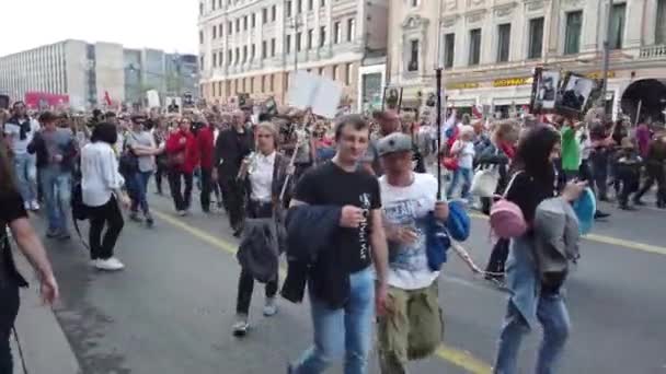 Russie Moscou Mai 2019 Procession Immortel Regiment Une Initiative Civile — Video