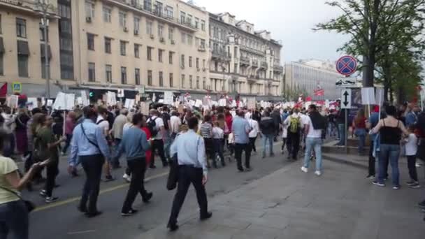 Russia Moscow May 2019 Procession Immortal Regiment Civil Initiative Perpetuate — Stock Video