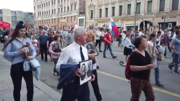 Rusko Moskva Květen 2019 Procesní Nesmrtelný Regiment Občanská Iniciativa Záchranu — Stock video