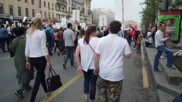 Russia Moscow May 2019 Procession Immortal Regiment Sivilt Initiativ Videreføre – stockvideo