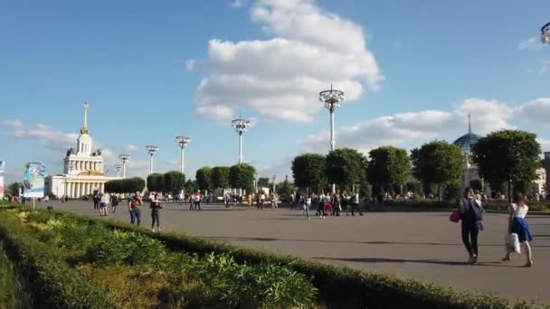 Moszkva Július 2019 Emberek Parkban Vdnkh Nemzeti Gazdaság Vívmányainak Kiállítása — Stock videók