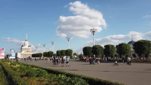 Μόσχα Ιούλιος 2019 Άνθρωποι Στο Πάρκο Του Vdnkh Έκθεση Επιτευγμάτων — Αρχείο Βίντεο