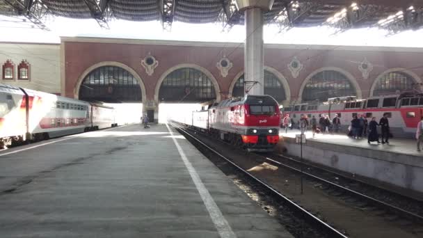 Moskva Ryssland Augusti 2019 Hurrying Passagerare För Tåg Från Kazan — Stockvideo