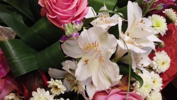 Beau Bouquet Fleurs Fleurs Multicolores Gros Plan Humeur Festive — Video