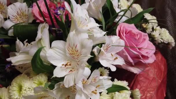 Beau Bouquet Fleurs Fleurs Multicolores Gros Plan Humeur Festive — Video