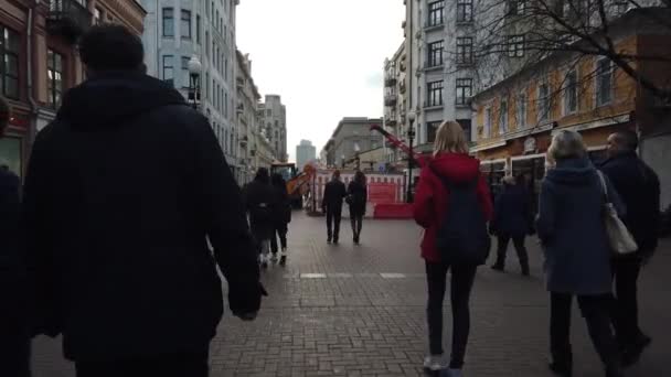 Οκτωβρίου 2019 Arbat Street Μόσχα Ρωσία Τουρίστες Περπατούν Στην Παλιά — Αρχείο Βίντεο