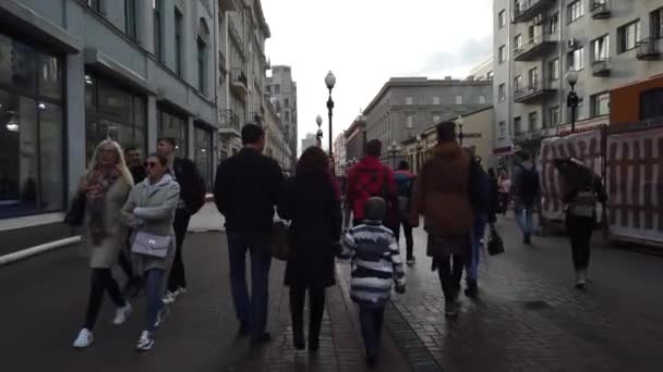 Oktoober 2019 Arbat Street Moscow Russia Turister Der Går Den – Stock-video
