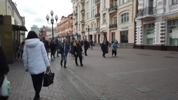 2019 Október Arbat Street Moszkva Oroszország Emberek Sétálnak Utcán Arbat — Stock videók