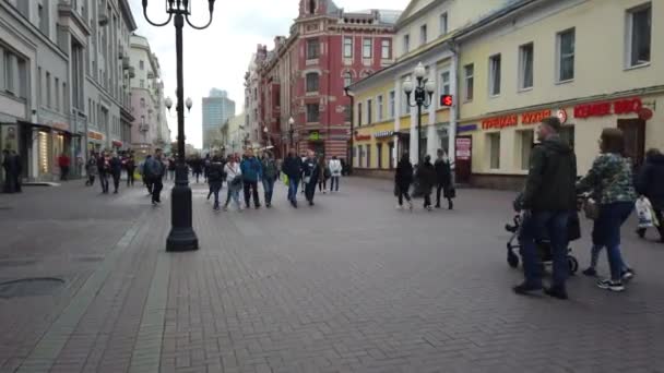 2019 Október Arbat Street Moszkva Oroszország Emberek Sétálnak Utcán Arbat — Stock videók