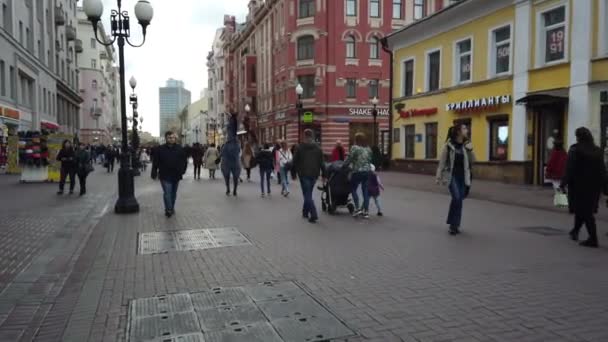 Oktober 2019 Arbat Street Moskou Rusland Mensen Die Straat Lopen — Stockvideo