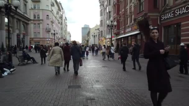 Oktober 2019 Arbat Street Moskou Rusland Mensen Die Straat Lopen — Stockvideo