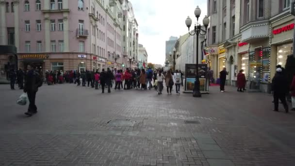 Octubre 2019 Arbat Street Moscow Rusia Gente Caminando Por Calle — Vídeos de Stock