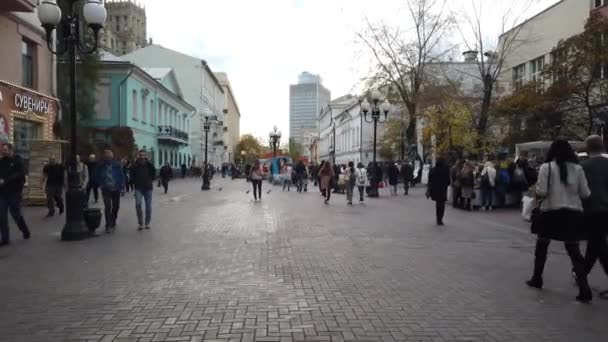 Oktober 2019 Arbat Street Moskou Rusland Mensen Die Straat Lopen — Stockvideo