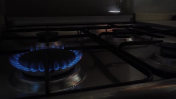 Comforts Gas Stove Lit Extinguished — Stock Video