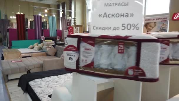 Septiembre 2020 Moscú Rusia Tienda Muebles Exposición Sofás Muebles Cocina — Vídeo de stock