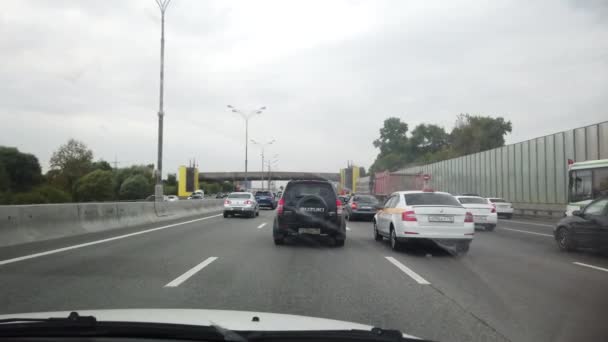 September 2020 Moscow Russia Auto Rijdt Snelweg Het Uitzicht Vanaf — Stockvideo