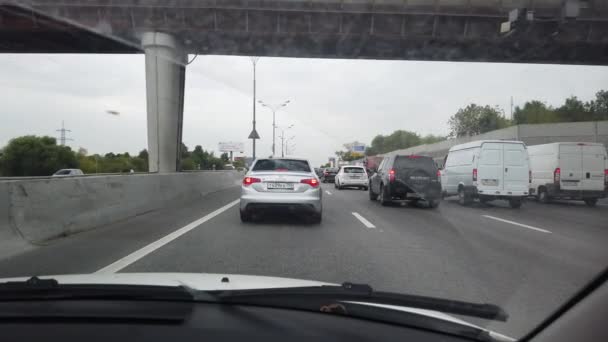 Septiembre 2020 Moscú Rusia Coche Conduce Por Carretera Vista Desde — Vídeo de stock