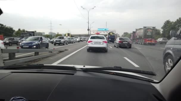 Septembre 2020 Moscou Russie Voiture Roule Sur Autoroute Vue Depuis — Video