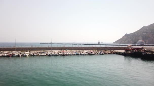 Barcos Pequenos Navios Atracados Porto — Vídeo de Stock