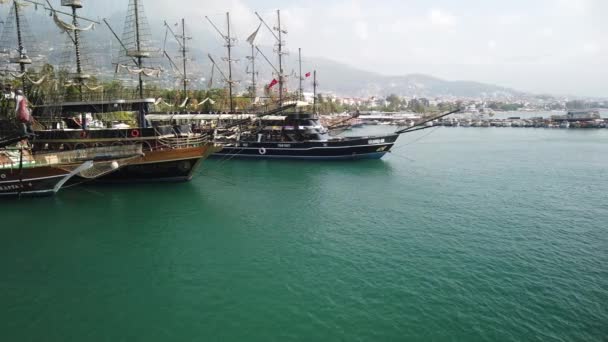 September 2020 Antalya Turkey Kapal Penumpang Turis Kota Pelabuhan Antalya — Stok Video