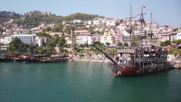 September 2020 Antalya Türkei Touristische Passagierschiffe Der Hafenstadt Antalya — Stockvideo