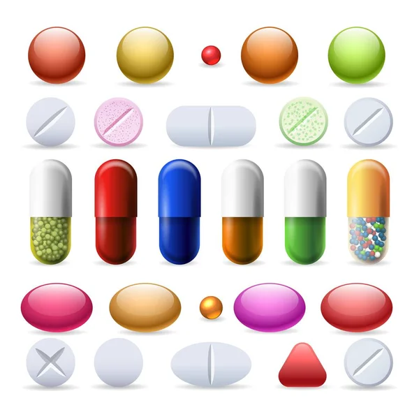 Набор таблеток и лекарств — стоковый вектор