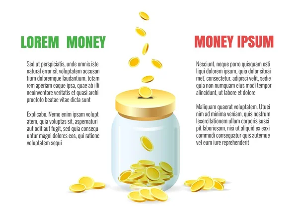 Dollar munten in pot concept opslaan — Stockvector