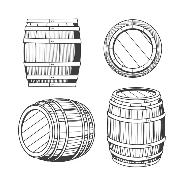 Conjunto de barril de carvalho vintage —  Vetores de Stock