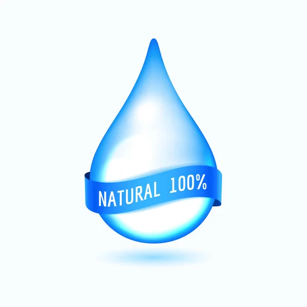 Gota de agua con cinta azul — Vector de stock