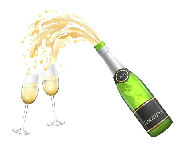 Champagne bottle with popping cork Stock Vector by ©vectortatu 195207332